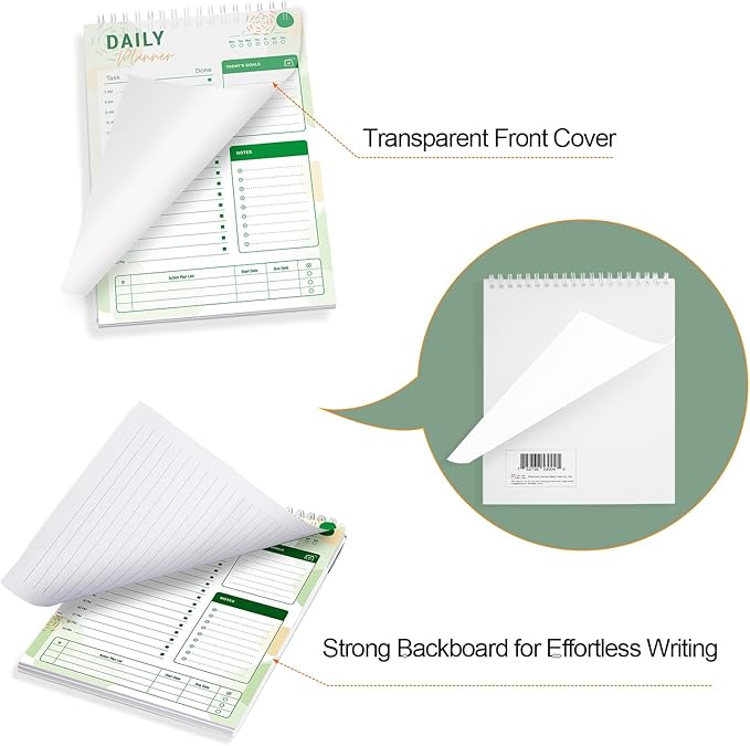 To Do List Notebook Daily Planner A5 CheckList Pad 52 Sheets, 5.9" x 8.2" Daily Schedule Goal and Tasks Setting Notepad Productivity Planner, Spiral Appointment Organizers, A5-LG