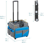ECR4Kids Universal Rolling Cart with Canvas Organizer Bag, Mobile Storage, Blue/Grey