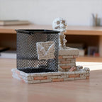 Daisylily Skull Pencil Holder, Skeleton Pen Cup, Mesh Pen Holder for Desk Office Pen Organizer, Pencil Cup Storage Containers