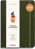Anecdote 2026 Planner: 52 Week Daily Planner, Yearly, Monthly & Weekly Workflow for Planning Your Success – Vegan Leather Hardcover, Start Anytime & Achieve your Goals - Olive Green