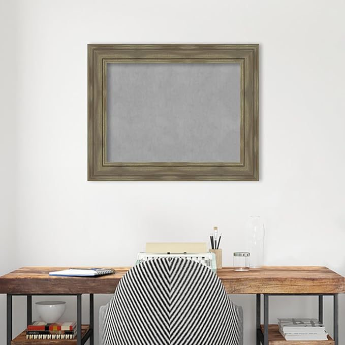 Amanti Art Grey Framed Magnetic Board 24x30 Medium Vision Board for use with Magnets, 100% Metal Sheet to Display Items as Office Decor or for Home Organization in mudroom, Kitchen or Kids Room