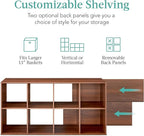 Best Choice Products 8-Cube Storage Organizer, 13.5in Shelf Opening, Bookcase, Display Shelf, Customizable w/ 2 Removable Back Panels – Walnut