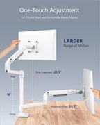 Ergounion Premium Dual Monitor Stand for Desk, High-Grade Aluminum Stacked Monitor Arm with Heavy-Duty Mechanical Spring, Adjustable Vertical Double Monitor Mount for 13-40 inch Screens, White