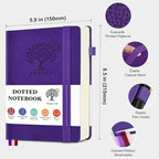 PERCUN Dotted Journal Notebook for Men & Women, 160 Pages Dot Grid notebook for Note Taking, Bullet Journaling Notebook for Work, School, Travel, Writing, A5 Hardcover 5.9" x 8.5" (Purple)