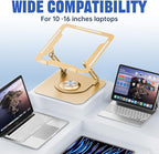JOYEKY Laptop Stand for Desk, Adjustable Computer Stand with 360° Rotating Base, Ergonomic Laptop Riser for Collaborative Work, Foldable & Portable Laptop Stand, fits for All 10-16" Laptops