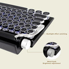 Adventurers Typewriter Style Retro Mechanical Keyboard, White Backlight, 83 Key Bluetooth 5.0 Blue Axis Compatible with Desktop, Laptop, Mac and Mobile, Black, 12.3 x 6.6 x 1.6 Inches