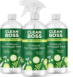 CleanBoss - Eat Cleaner, 12 oz (3 Pack) with one Trigger - Keeps Produce Fresh, Vegan, Gluten Free