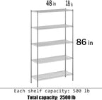 Regal Altair 18" Deep x 48" Wide x 86" Height Wire Shelving Kit | 5-Tier | NSF Commercial Storage Rack Unit