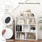 Giantex 7 Cube Bookshelf of 2, Free-Standing Wooden Bookcase, 4 Tier Home Display Shelf, Horizontal Storage Unit w/Anti-Toppling Devices, Open-Back Display Rack for Study, Living Room, White