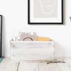 ExoLiry Rustic White Washed Wood Mail Box Storage Holder File Organizer Tabletop Wooden Basket Letter Script Design Envelope Folder Decorative Container Desk Home Office Entryway Bedroom Living Room