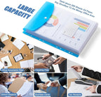 Binder Pocket Organizer Folders, 12 Pack Expandable Files Bag Plastic Envelopes Binder Folders with 11 Holes for 2/3/4 Ring Binder, Document Pouch with Snap Button and Label for School Office Home