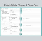 Daily Planner Undated - A5 To Do List Notebook Hourly Schedules, Spiral Appointment Planner for Women and Men, PVC Hardcover, Inner Pocket, Elastic Closure, 5.8" x 8.3", Teal
