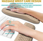 Hokafenle 2 in 1 Ergonomic Mouse Pad Wrist Support & Wrist Rest for Computer Keyboard Set, with Relieve Carpal Tunnel Pain Massage Bulge and Full Memory Gel Design (2In1 Set, Sand Color)