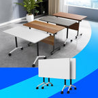Conference Table Flip Top Mobile Conference Room Tables,Folding Conference Table with Wheels,Large Meeting Training Seminar Table Saving Space for Office Classroom(2A,61'')