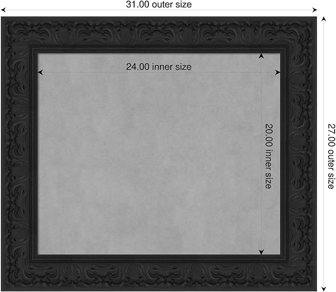Amanti Art Black Framed Magnetic Board 27x31 Medium Vision Board for use with Magnets, 100% Metal Sheet to Display Items as Office Decor or for Home Organization in mudroom, Kitchen or Kids Room