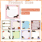 Lovarywow Dachshund Sticky Notes Gifts - 9Pack Cute Sticky Notes 3x3 Weiner Dog Gifts for Women Cartoon Dachshund Notepads Dog Self-Stick Notes Pads Office School Supplies Dachshund Gifts 450 Sheets