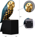 Kakizzy Book Ends Decorative, Parrot Bookends for Shelves, Animal Book Stopper Decorative, Retro Book Ends for Heavy Books, Bird Figurines Statues Indoor, Unique Book Lover Gift(Blue Parrot)