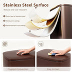 PayLessHere Stainless Steel Trash Can with Lid - Removable Inner Bucket, Foot Pedal Soft Close for Office, Home, Kitchen Garbage Bin (Brown, 13 G)