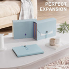 ThinkTex Accordion File Organizer, 12 - Pocket Expanding File Folders for Paper Receipts, Bill&Taxes Organizer, Letter/A4 Size Document Holder for School, Office, Home with Colorful tabs-Light Blue