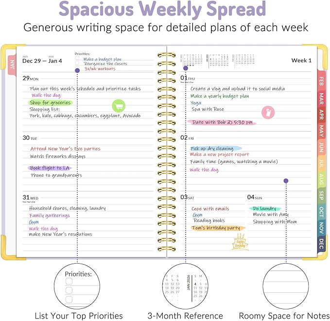 2026 Planner, Forvencer Calendar Planner Weekly and Monthly, Jan 2026-Dec 2026, 6" X 8", Hardcover Agenda Book, Daily Journal Organizer with Inner Pocket, Notebook for Office School, A5, Green