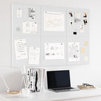 Neatsure Large Cork Board for Wall, 36" x 24" White Bulletin Board with Pushpins, 6 Panels Felt Tiles Tack Push Pin Board for Office