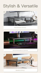 PLENTY MORE Adjustable Ergonomic Monitor Stand with Spacious Storage Shelf - Heavy-Duty Steel for Home Office & Gaming, Reduces Neck/Back Strain, Elevates Screens to Eye Level