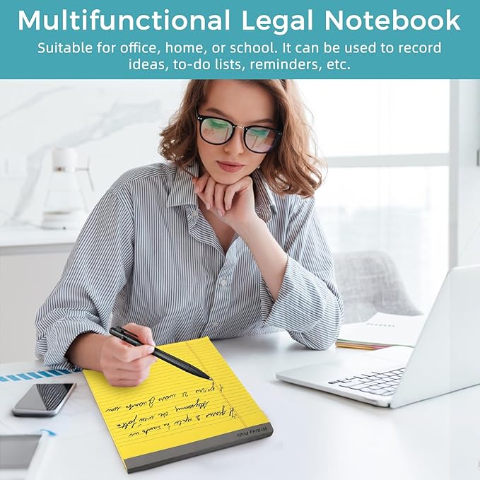 12pcs Legal Pads, Perforated Wide Ruled Writing Pad, Wide Ruled Legal Notepads, Lined Pads of Paper, Yellow paper Pads for office, school and daily notes(600 Sheets) (12, 5 X 8, Legal (5 x 8 inches))