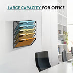 SUPEASY Wall File Organizer Mesh Office Mail Holder, Hanging Wall Organizer Magazine Rack for Office Black, 5 Tier