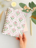 BitKan Pink Rose Floral Spiral Notebook, Preppy Floral Girly Aesthetic Journal, Pink Flower Journal for Women, Grandmillennial Flower Notebook 5.5x8.3 Inch-376
