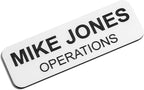 Custom Engraved Name Tag Badges – Personalized Identification with Pin or Magnetic Backing, 1 Inch x 3 Inches, White/Black
