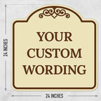 Custom Decorative Sign, Personalized Metal Sign for Business, Driveway, Home, Airbnb, Office Door Plaque,Brown Border Sign, 24x24 Inches, ACM, Fade Resistant, Made in USA by Sigo Signs