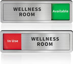 Wellness Room Office Door Signs, Do Not Disturb- In Use/Available Slider Sign for Home Office Wellness Conference Vacant Occupied Privacy Sliding Door Sign，Brushed Silver