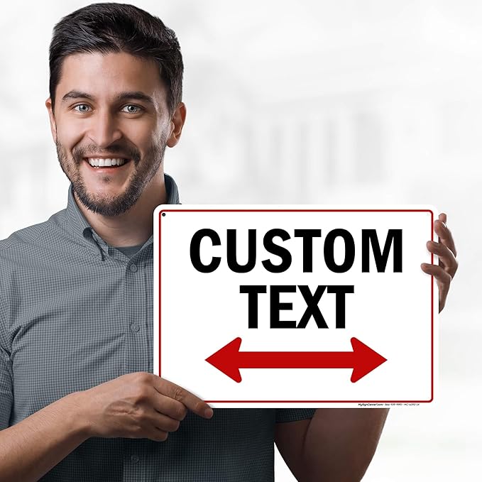 Custom Two Way Arrow Directional Sign by My Sign Center - 10x14 Inches, 55 mil Thick HDPE (High Density Polyethylene), Made in USA