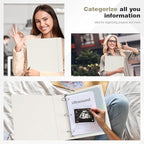 Ospelelf Vintage Hardcover 3 Ring 2 inch Leather Binder, Professional Binders Organizer Suitable for Letter Size Documents, Binder Dividers with Tabs, Beige