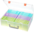 Photo Storage Box 4x6, 18 Inner Extra Large Photo Case Large Photo Organizer Acid-Free Photo Box Storage Photo Keeper Photo Storage Case, Plastic Craft Storage Box for Photo Stickers Stamps Seeds