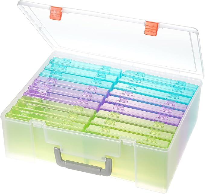 Photo Storage Box 4x6, 18 Inner Extra Large Photo Case Large Photo Organizer Acid-Free Photo Box Storage Photo Keeper Photo Storage Case, Plastic Craft Storage Box for Photo Stickers Stamps Seeds