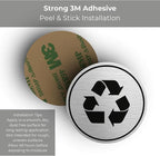 Trash and Recycle Stickers Set of 2 | Indoor Outdoor UV Stable & Weatherproof | Kitchen Pantry Office Organization | Garbage Bin and Waste Basket Label | 3x3 Inch Round Recycling and Trash Sticker