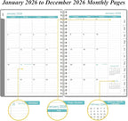 2026 Planner - Planner 2026 from January 2026 - December 2026, Weekly & Monthly Planner Spiral Bound with 12 Monthly Tabs, Inner Pocket, 6.4" x 8.5", Grey-E