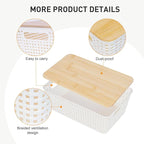Anywish Storage Bins with Lids 8 Packs, Plastic Storage Bins with Bamboo Lids for Pantry Organization and Storage Containers for Shelves Drawers Desktop Closet Playroom Classroom Office Home, White