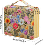 Vomgomfom Colored Pencil Case - 124 Slots Pencil Holder with Zipper Closure Twill Fabric Large Capacity Pencil Case for Watercolor Pens or Markers, Pencil Case Organizer for Artist (Yellow Flower)