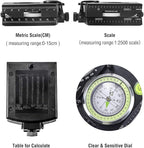Eyeskey Multifunctional Military Sighting Navigation Compass with Inclinometer | Impact Resistant & Waterproof Compass for Hiking, Camping