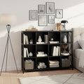 VAKATRELL 12 Cube Storage Organizer Bookshelf, Industrial Horizontal Bookcase, Accent Cubby Shelf, Corner Bookcase for Living Room, Home Office, 11.8" D x 47.6" W x 38.2" H, Black