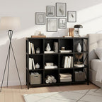 VAKATRELL 12 Cube Storage Organizer Bookshelf, Industrial Horizontal Bookcase, Accent Cubby Shelf, Corner Bookcase for Living Room, Home Office, 11.8" D x 47.6" W x 38.2" H, Black