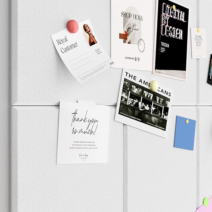 Baysola Large Cork Boards for Walls – 36" x 24" Self Adhesive Felt Wall Tiles, Ideal for Office Black Bulletin Board, Easy to Install Pin Board Photo Board