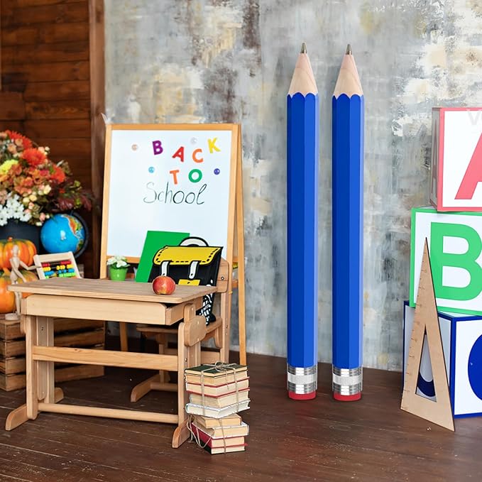 smrtcol Wooden Giant Jumbo Pencil for Prop Gifts Decor 14 Inch Funny Big Novelty Pencil with Cap Blue