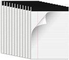 White Legal Pads 8.5 x 11 Notepads, 12 Pack Writing Paper Note Pads 8.5x11, Micro Perforated Wide Ruled Lined Writing Pads 30 Sheets for Home Office School Work, Legal Notepads Double-Side Printed Per Pad
