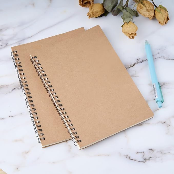 48 Pack A5 Spiral Notebook College Ruled Spiral Notebook Bulk Inches Hardcover Kraft Notebooks Lined Travel Writing Notebooks Journal Notepad for Office School Supplies, 100 Pages, 8.3 x 5.5 Inches