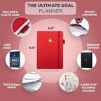 Clever Fox Ultimate Achiever’s Goal Planner - Focus & Productivity 90 Day Journal. Undated Daily Weekly Monthly Planner Organizer & Hourly Schedule Notebook - Hardcover, A5 Size, Ruby Red