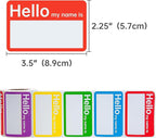 L LIKED 400 Stickers -3.5" x 2.25" Colors Plain Name tag Labels for Clothes with Perforated Line for Kids (Hello My Name is - 400 Labels)