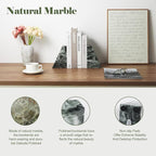 Karibiber Marble Bookends for Heavy Books, Decorative Bookends for Shelves, Green Stone Book Ends, Heavy-Duty Book Ends for Hardback Book & Cookbooks, Unique Book Stopper & Holder, Set of 2